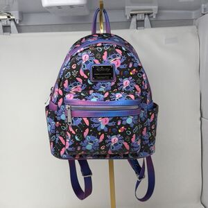 Disney Loungefly Stitch All Over Print Mini Backpack Purple Blue Cosmic Bag